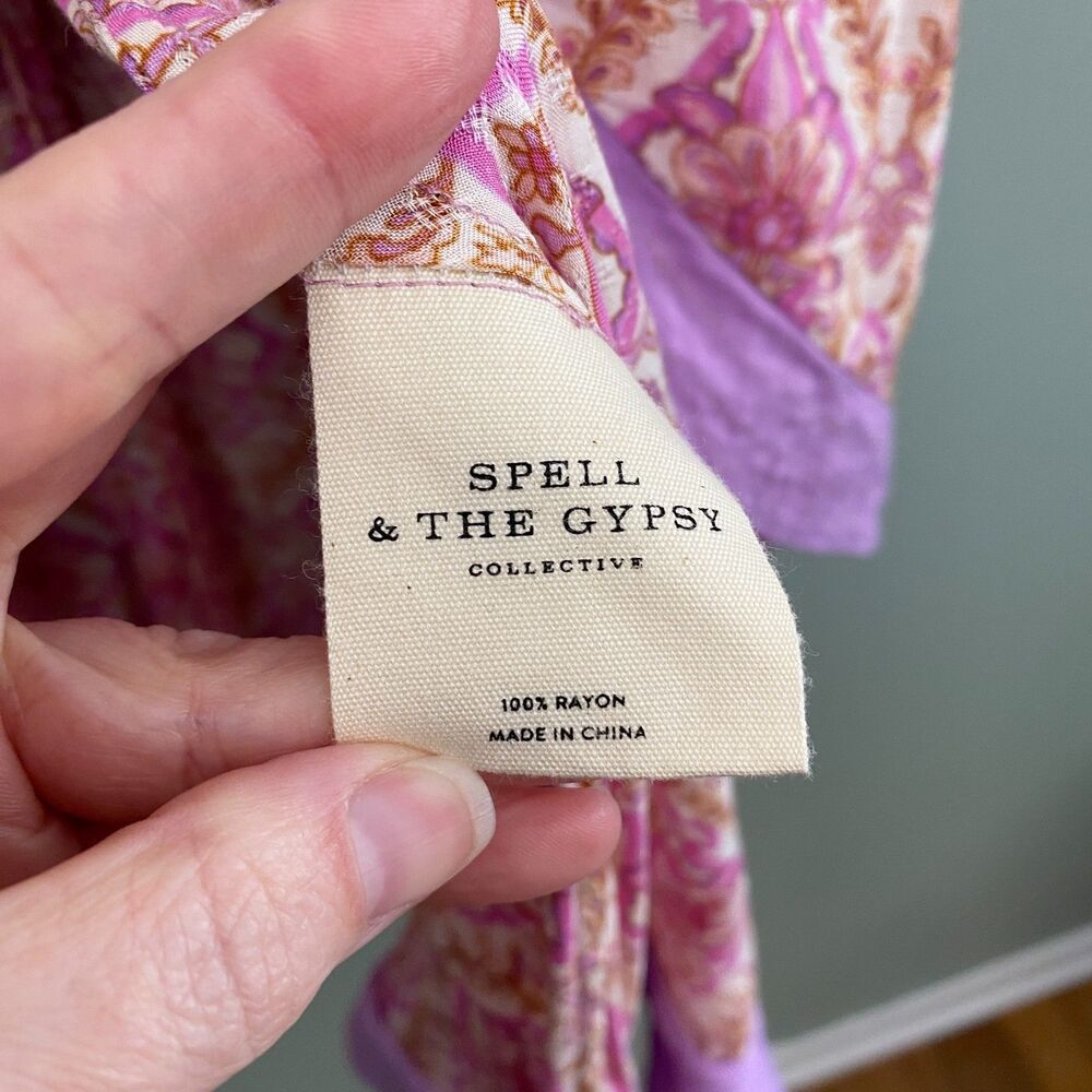 Spell & the Gypsy Collective Wrap Skirt Jewel Womens Large Quartz Pink Purple - Picture 7 of 11